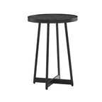 Homy Casa Round Metal & Wood Accent Table for Living Room, Modern Black