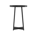 Homy Casa Round Metal & Wood Accent Table for Living Room, Modern Black