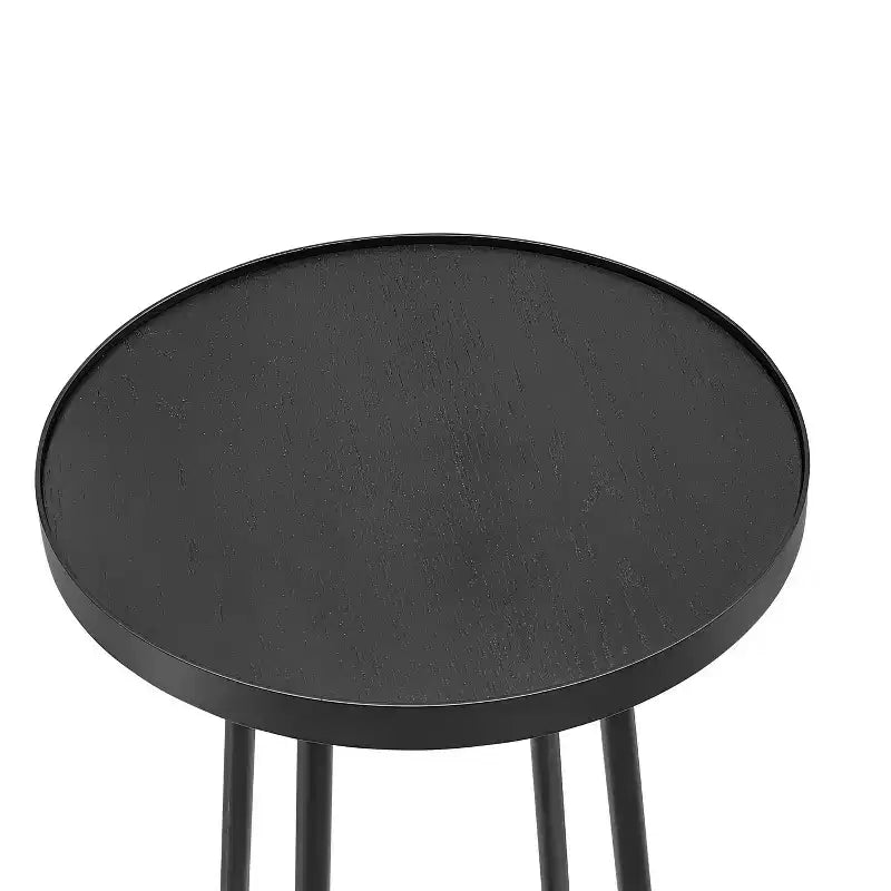 Homy Casa Round Metal & Wood Accent Table for Living Room, Modern Black