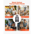 VEVOR Folding Hand Truck, 110 lbs Load Capacity, Collapsible Luggage Cart with 2 Wheels & 1 Elastic Rope, Utility Dolly Platform Cart, Black