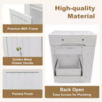 MAYEERTY 20 Bathroom Vanity Ceramic Sink MDF Storage Drawer Side Shelf Golden Handle Small Bathroom