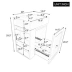 MAYEERTY 20 Bathroom Vanity Ceramic Sink MDF Storage Drawer Side Shelf Golden Handle Small Bathroom