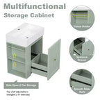 MAYEERTY 20 Bathroom Vanity Ceramic Sink MDF Storage Drawer Side Shelf Golden Handle Small Bathroom