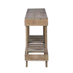 62.9 Farmhouse Entryway Console Table with Storage Shelf, Solid Fir Wood Hallway Table with Metal Rivet Accents for Living Room - Panipeachy