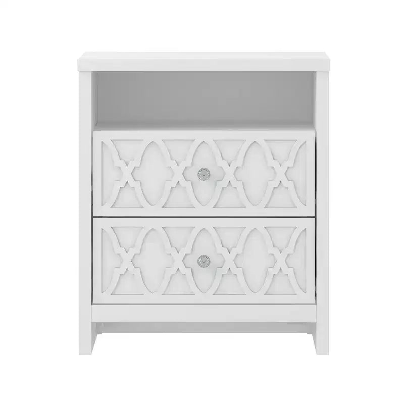 Galano 2-Drawer Nightstand with Open Shelf in White 22.8 W  15.7 D  26.8 H