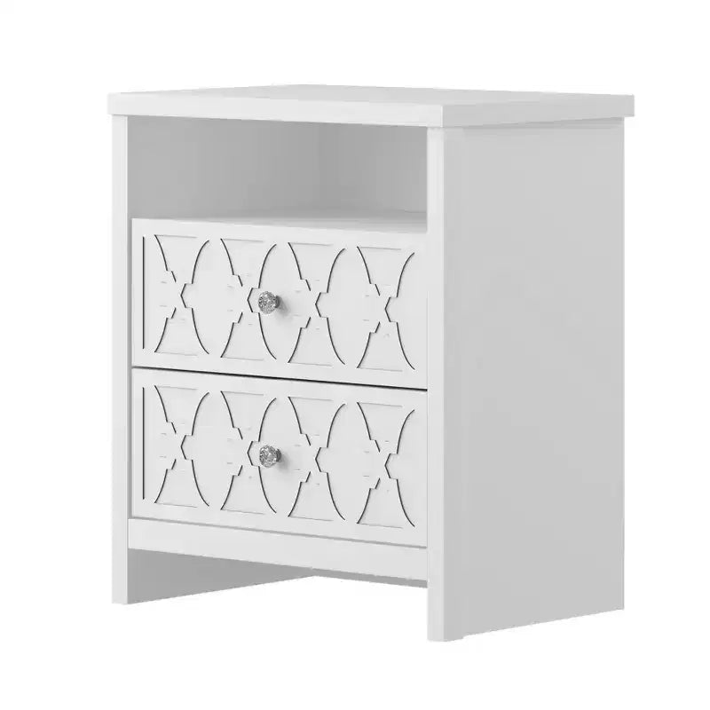 Galano 2-Drawer Nightstand with Open Shelf in White 22.8 W  15.7 D  26.8 H