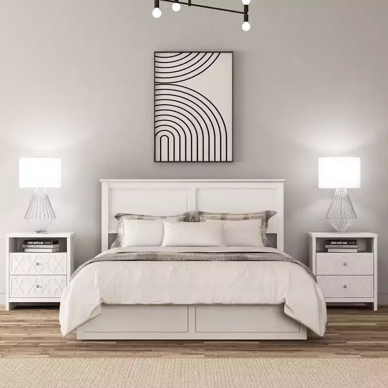 Galano 2-Drawer Nightstand with Open Shelf in White 22.8 W  15.7 D  26.8 H