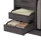 Besiost 36-In Closet Organizer with Wood Drawers, Freestanding Closet System with Hanging Rods