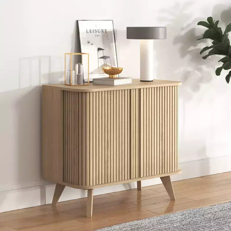 Fluted Door Sideboard Cabinet 27.6"W x 15.6"D x 27.8"H