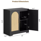 Modern Sideboard Buffet Cabinet with 2 Rattan Doors - Credenza Storage Console Table for Living Room, Dining Room & Entryway