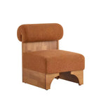 Homy Casa Accent Chair with Rolled Backrest and Solid Wood Base, Boucle Upholstery