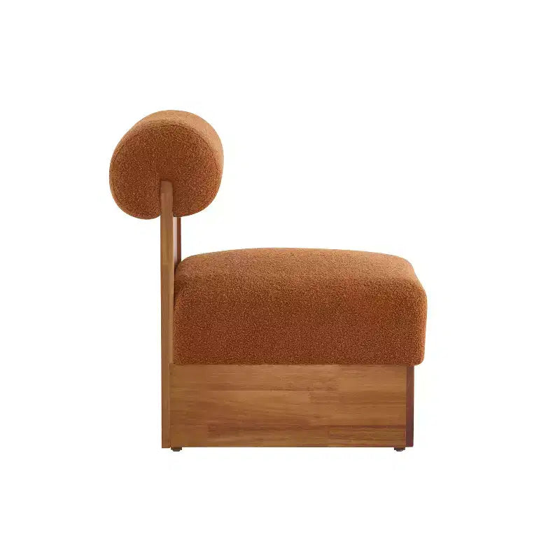 Homy Casa Accent Chair with Rolled Backrest and Solid Wood Base, Boucle Upholstery