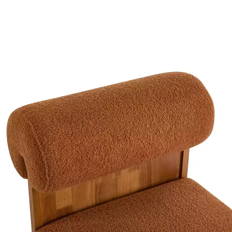 Homy Casa Accent Chair with Rolled Backrest and Solid Wood Base, Boucle Upholstery