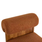 Homy Casa Accent Chair with Rolled Backrest and Solid Wood Base, Boucle Upholstery