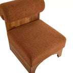 Homy Casa Accent Chair with Rolled Backrest and Solid Wood Base, Boucle Upholstery
