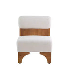 Homy Casa Accent Chair with Rolled Backrest and Solid Wood Base, Boucle Upholstery