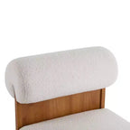 Homy Casa Accent Chair with Rolled Backrest and Solid Wood Base, Boucle Upholstery
