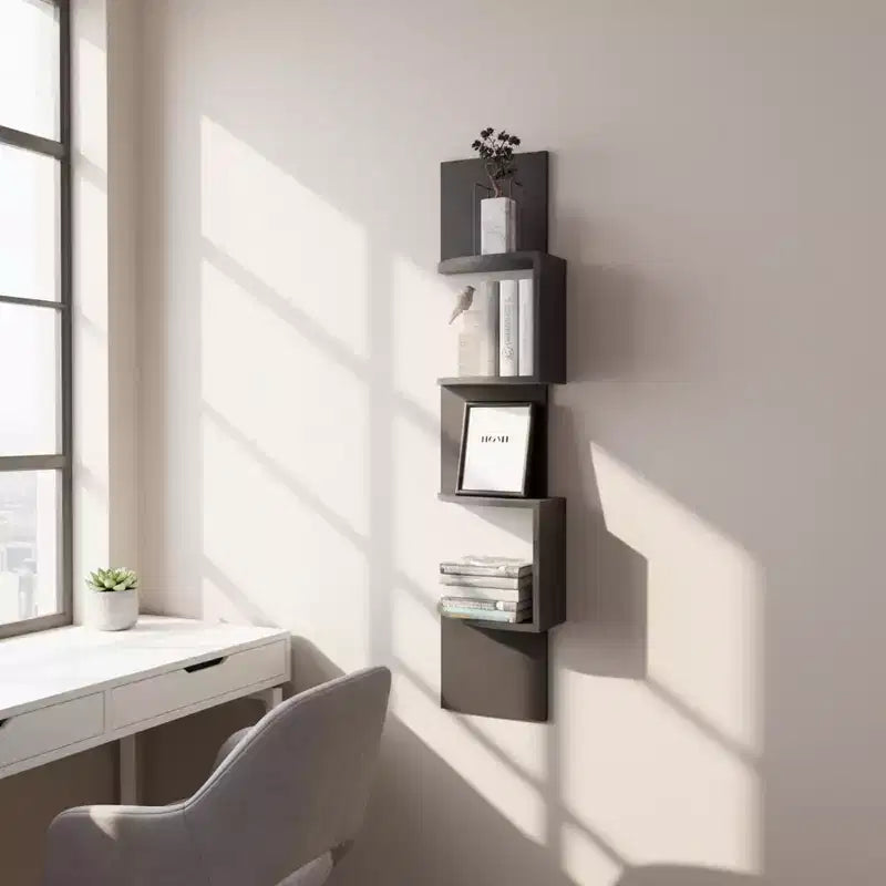 Homy Casa Modern 4-Tier Wall Mounted Corner Shelf, Space-Saving Display Storage