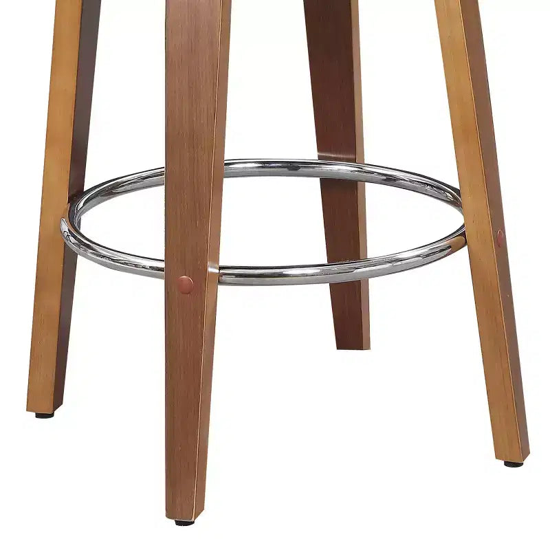 Okak 27 Inch Counter Stools 1PC, Mid-Century Swivel Barstools with Faux Leather Upholstery and Wood Frame, Copper Accent Bar Chairs for Kitchen