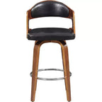 Okak 27 Inch Counter Stools 1PC, Mid-Century Swivel Barstools with Faux Leather Upholstery and Wood Frame, Copper Accent Bar Chairs for Kitchen