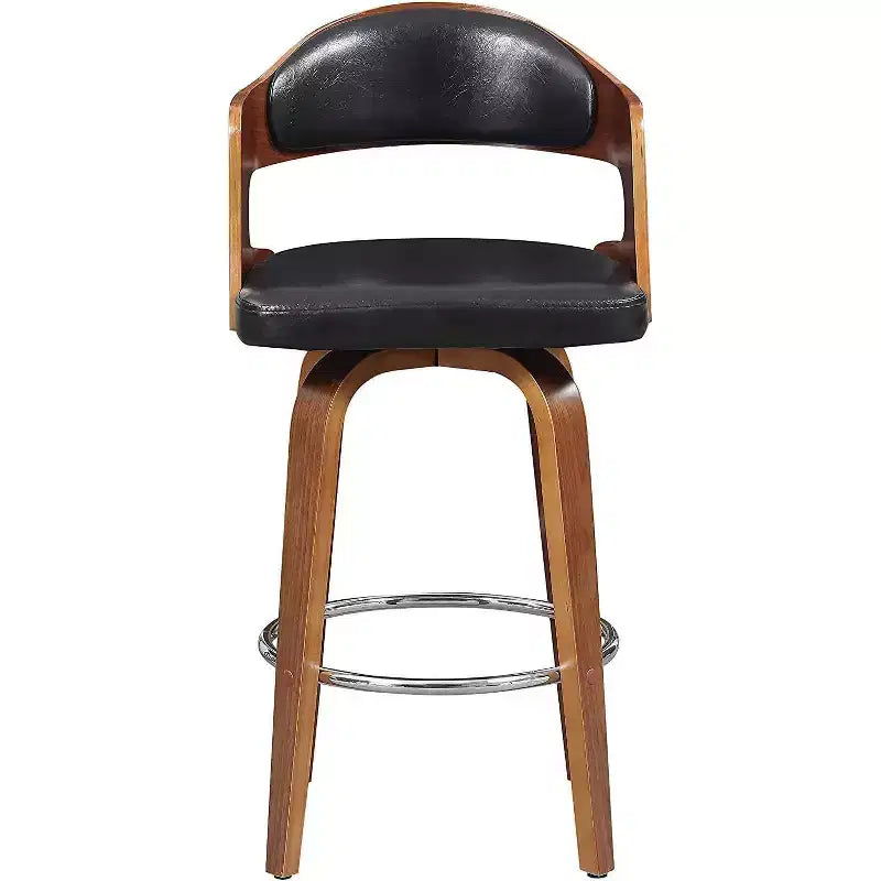 Okak 27 Inch Counter Stools 1PC, Mid-Century Swivel Barstools with Faux Leather Upholstery and Wood Frame, Copper Accent Bar Chairs for Kitchen