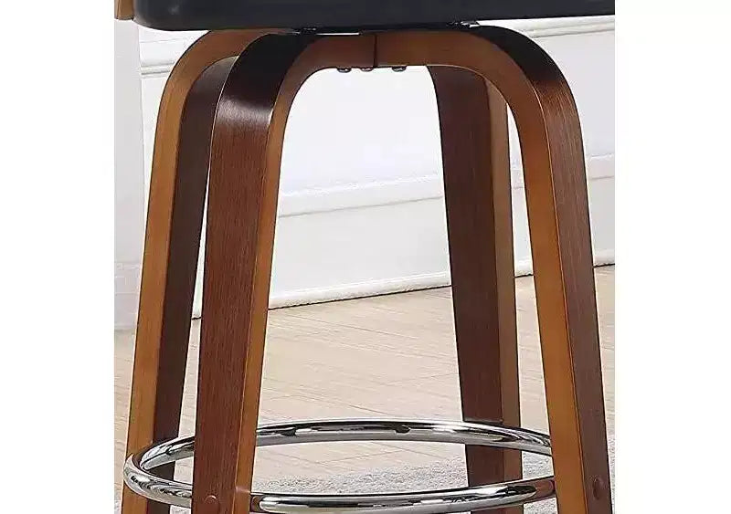 Okak 27 Inch Counter Stools 1PC, Mid-Century Swivel Barstools with Faux Leather Upholstery and Wood Frame, Copper Accent Bar Chairs for Kitchen