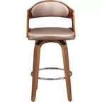 Okak 27 Inch Counter Stools 1PC, Mid-Century Swivel Barstools with Faux Leather Upholstery and Wood Frame, Copper Accent Bar Chairs for Kitchen