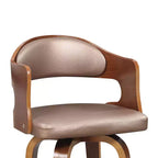 Okak 27 Inch Counter Stools 1PC, Mid-Century Swivel Barstools with Faux Leather Upholstery and Wood Frame, Copper Accent Bar Chairs for Kitchen