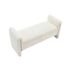Modern Upholstered Bedroom Bench, Large Storage Ottoman with Armrest for End of Bed, Living Room, Entryway, or Reading Room