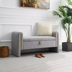 Modern Upholstered Bedroom Bench, Large Storage Ottoman with Armrest for End of Bed, Living Room, Entryway, or Reading Room