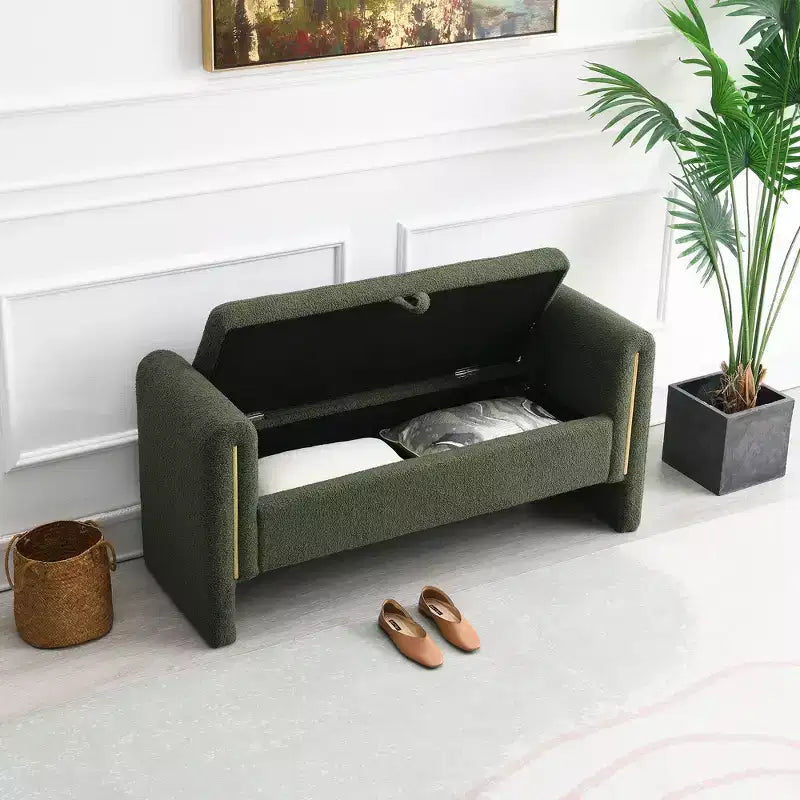 Modern Upholstered Bedroom Bench, Large Storage Ottoman with Armrest for End of Bed, Living Room, Entryway, or Reading Room