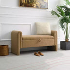 Modern Upholstered Bedroom Bench, Large Storage Ottoman with Armrest for End of Bed, Living Room, Entryway, or Reading Room