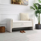 Modern Upholstered Bedroom Bench, Large Storage Ottoman with Armrest for End of Bed, Living Room, Entryway, or Reading Room