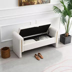 Modern Upholstered Bedroom Bench, Large Storage Ottoman with Armrest for End of Bed, Living Room, Entryway, or Reading Room