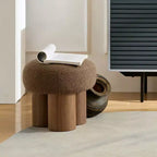 TUYOHW Mushroom Stool,Plush Ottoman with Wooden Look Legs,17 Inch Barrel Shaped Accent Stool for Living Room Entryway