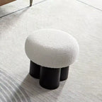 TUYOHW Mushroom Stool,Plush Ottoman with Wooden Look Legs,17 Inch Barrel Shaped Accent Stool for Living Room Entryway