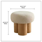 TUYOHW Mushroom Stool,Plush Ottoman with Wooden Look Legs,17 Inch Barrel Shaped Accent Stool for Living Room Entryway