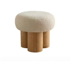 TUYOHW Mushroom Stool,Plush Ottoman with Wooden Look Legs,17 Inch Barrel Shaped Accent Stool for Living Room Entryway