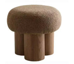 TUYOHW Mushroom Stool,Plush Ottoman with Wooden Look Legs,17 Inch Barrel Shaped Accent Stool for Living Room Entryway