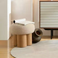 TUYOHW Mushroom Stool,Plush Ottoman with Wooden Look Legs,17 Inch Barrel Shaped Accent Stool for Living Room Entryway