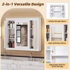 MAYEERTY 35 Bathroom Medicine Cabinet with 5 Closed & Adjustable Shelves Bathroom Wall Mounted Storage Cabinet with Glass Doors White