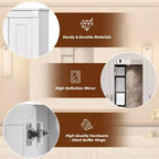 MAYEERTY 35 Bathroom Medicine Cabinet with 5 Closed & Adjustable Shelves Bathroom Wall Mounted Storage Cabinet with Glass Doors White