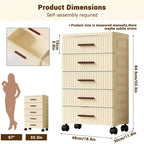 5-Tier Multifunctional Storage Cabinet in Cream - Mobile Organizer for Bedroom & Living Room with Drawers for Toys, Books, Clothes&Snacks