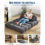 3 in 1 Folding Sofa Bed, Convertible Sleeper Chair with Pillow, Portable Fold Out Chair Bed, Comfy Floor Sofa with Back Support for Living Room,Beige