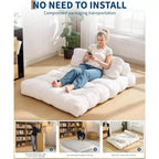 3 in 1 Folding Sofa Bed, Convertible Sleeper Chair with Pillow, Portable Fold Out Chair Bed, Comfy Floor Sofa with Back Support for Living Room,Beige