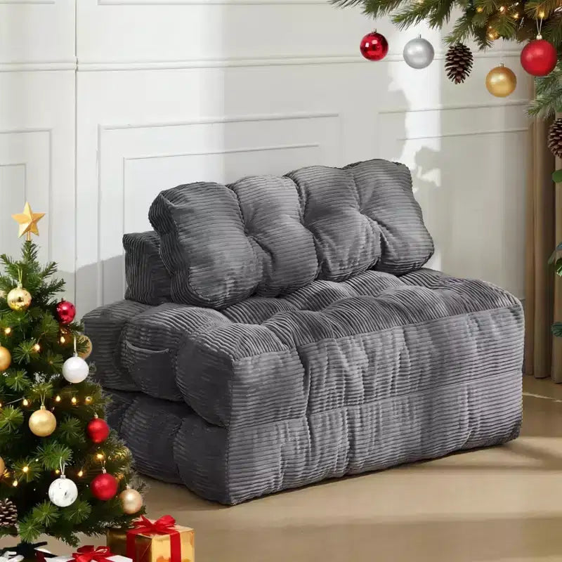 Canapé-lit pliant 3 en 1, chaise de couchage convertible avec oreiller, lit de chaise pliant portable, canapé de sol confortable avec dossier pour salon, beige