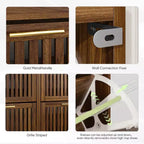 GDFStudio Alaric Modern Wooden Fence Shoe Cabinet with 2 Flip Drawers