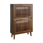 GDFStudio Alaric Modern Wooden Fence Shoe Cabinet with 2 Flip Drawers