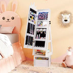 Costway Swivel Kids Jewelry Cabinet w/ Lights Full-Length Mirror & Built-in Mirror
