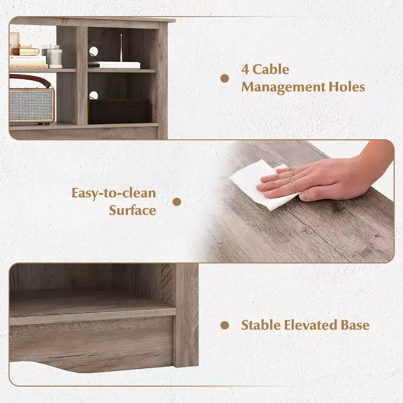 Costway 58 TV Stand Entertainment Center w/ 3-Adjustable Shelves for 65 TV Grey